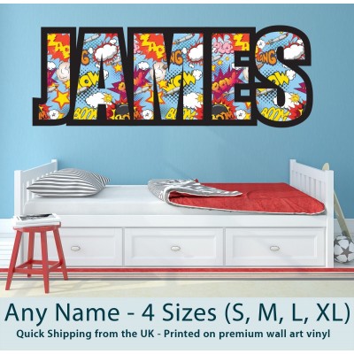 Childrens Name Wall Stickers Personalised Comic - Perfect for Boys/Girls Bedroom   122215086101